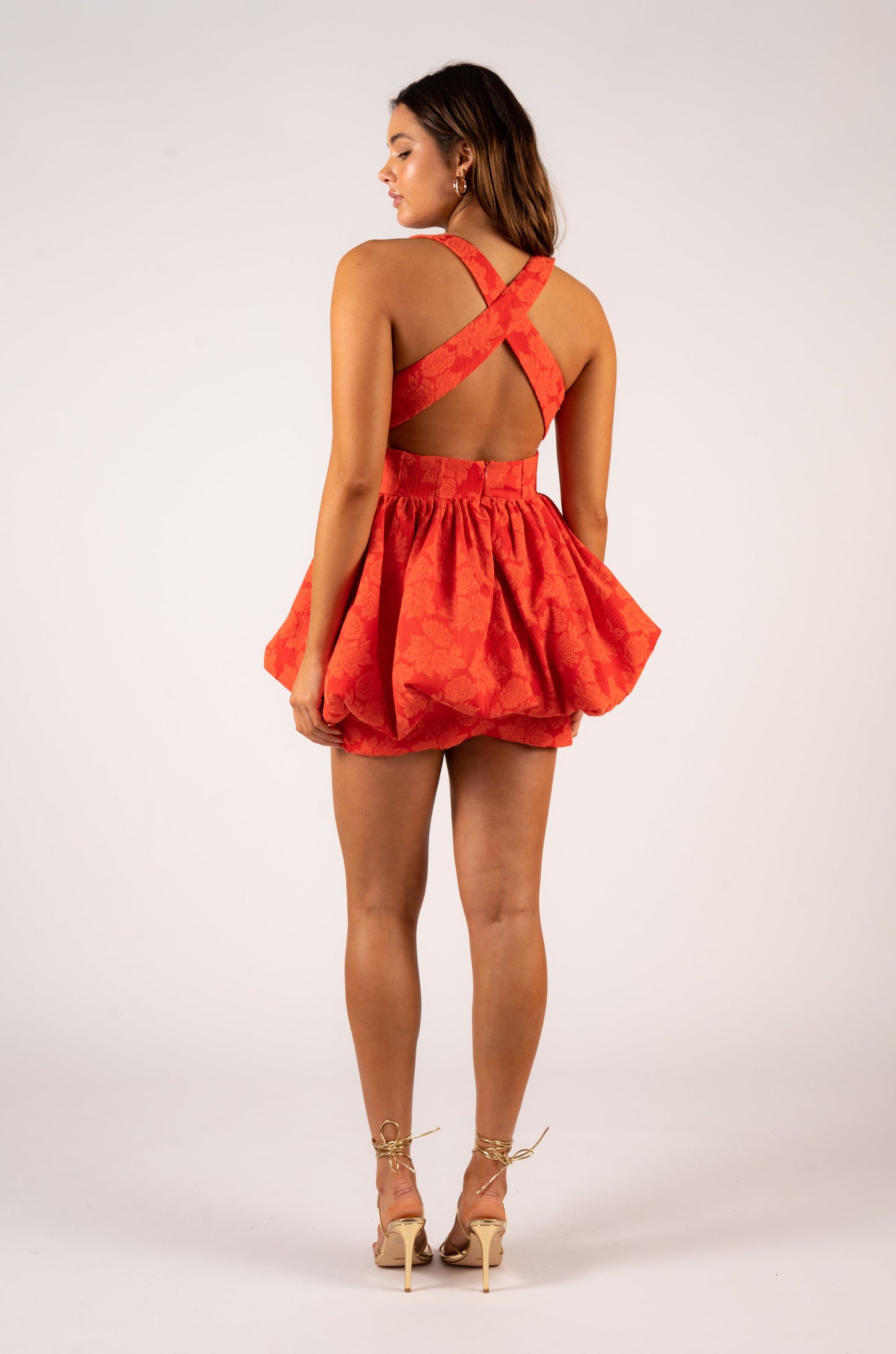 Aureta Leighton Mini Dress - Bright Orange