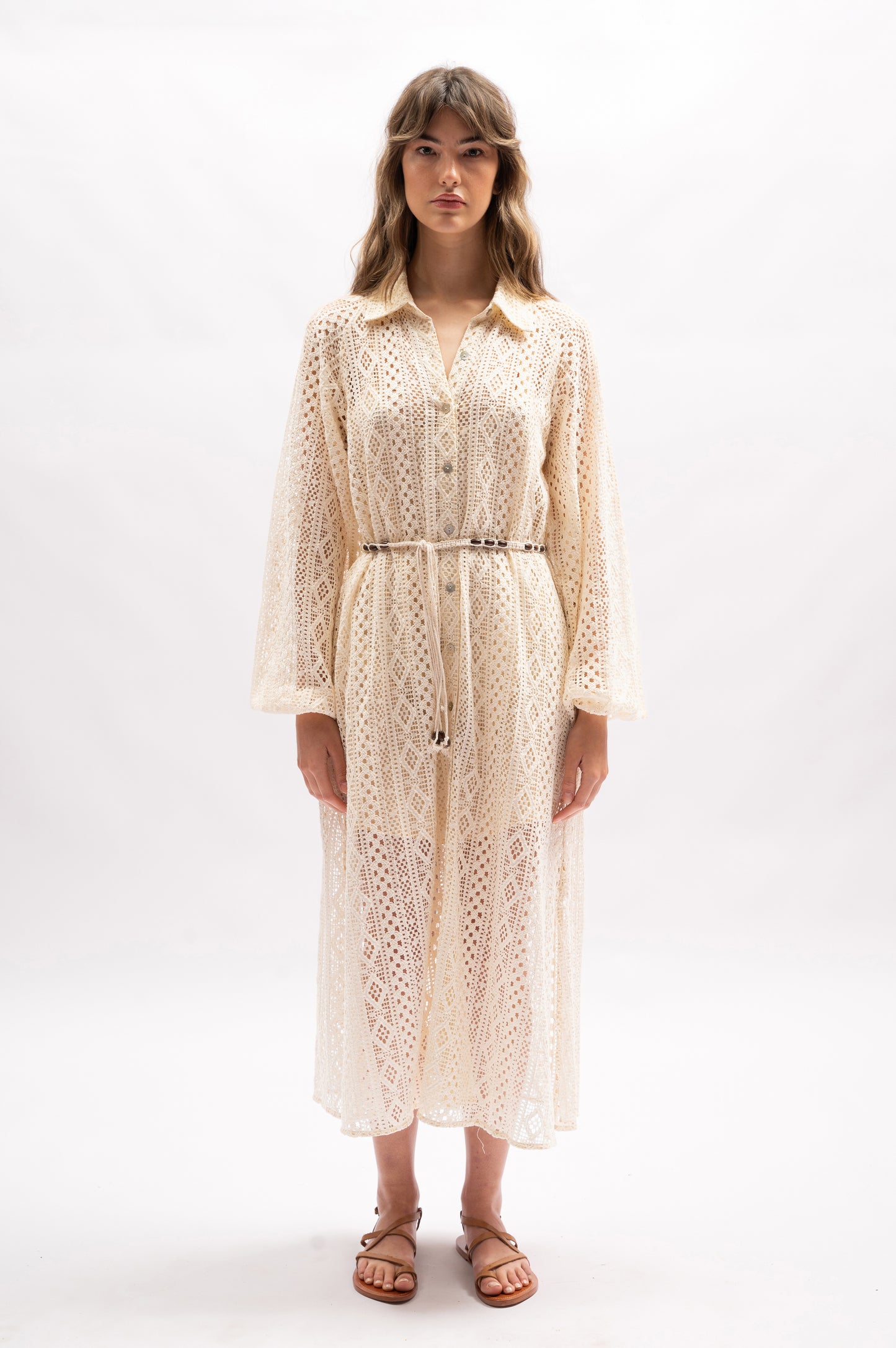 La Maise Arielle Shirt Midi Dress - Ivory