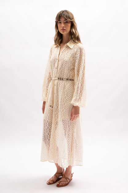 La Maise Arielle Shirt Midi Dress - Ivory