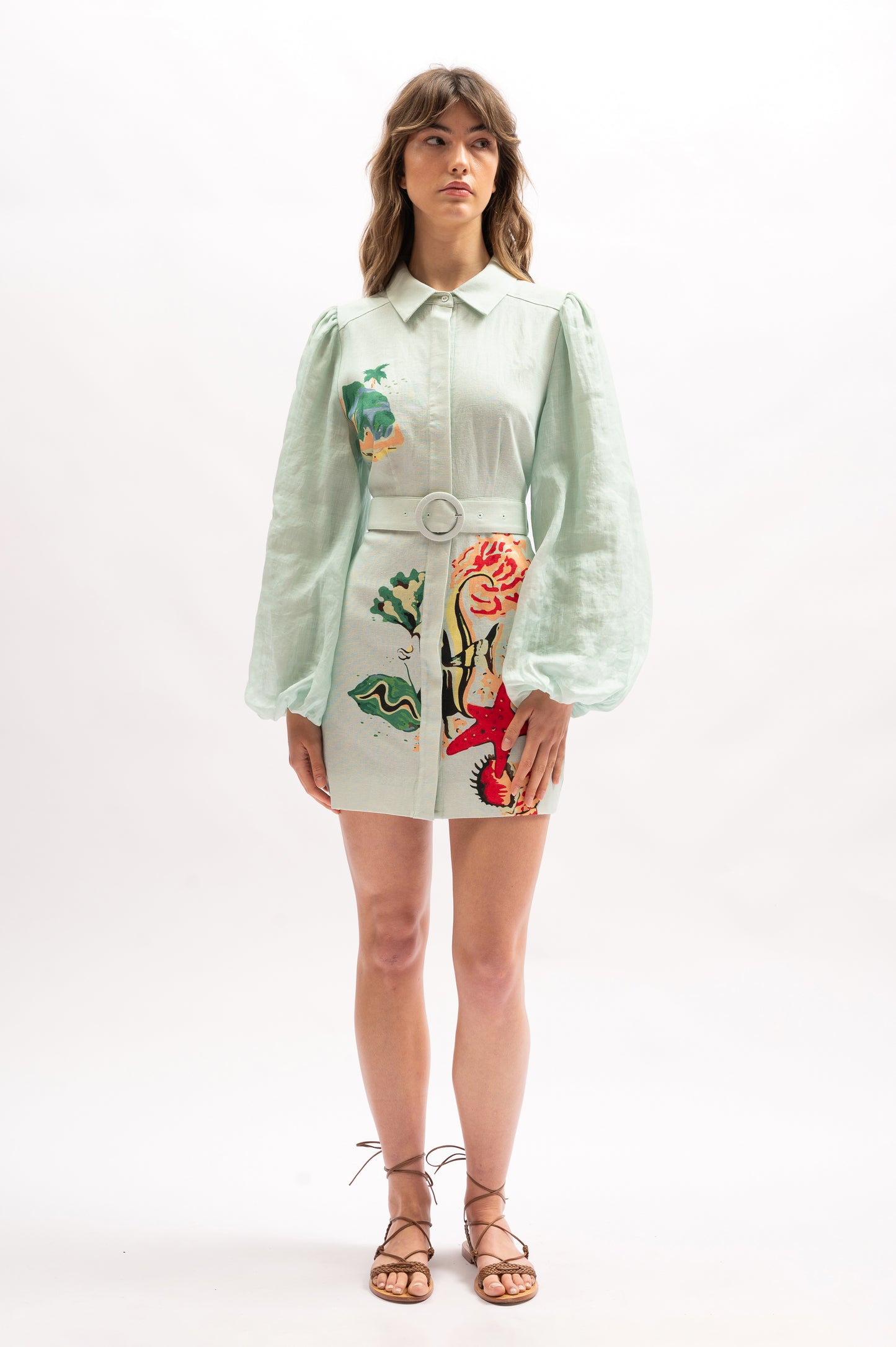 La Maise Lille Mini Shirt Dress - Reef Print